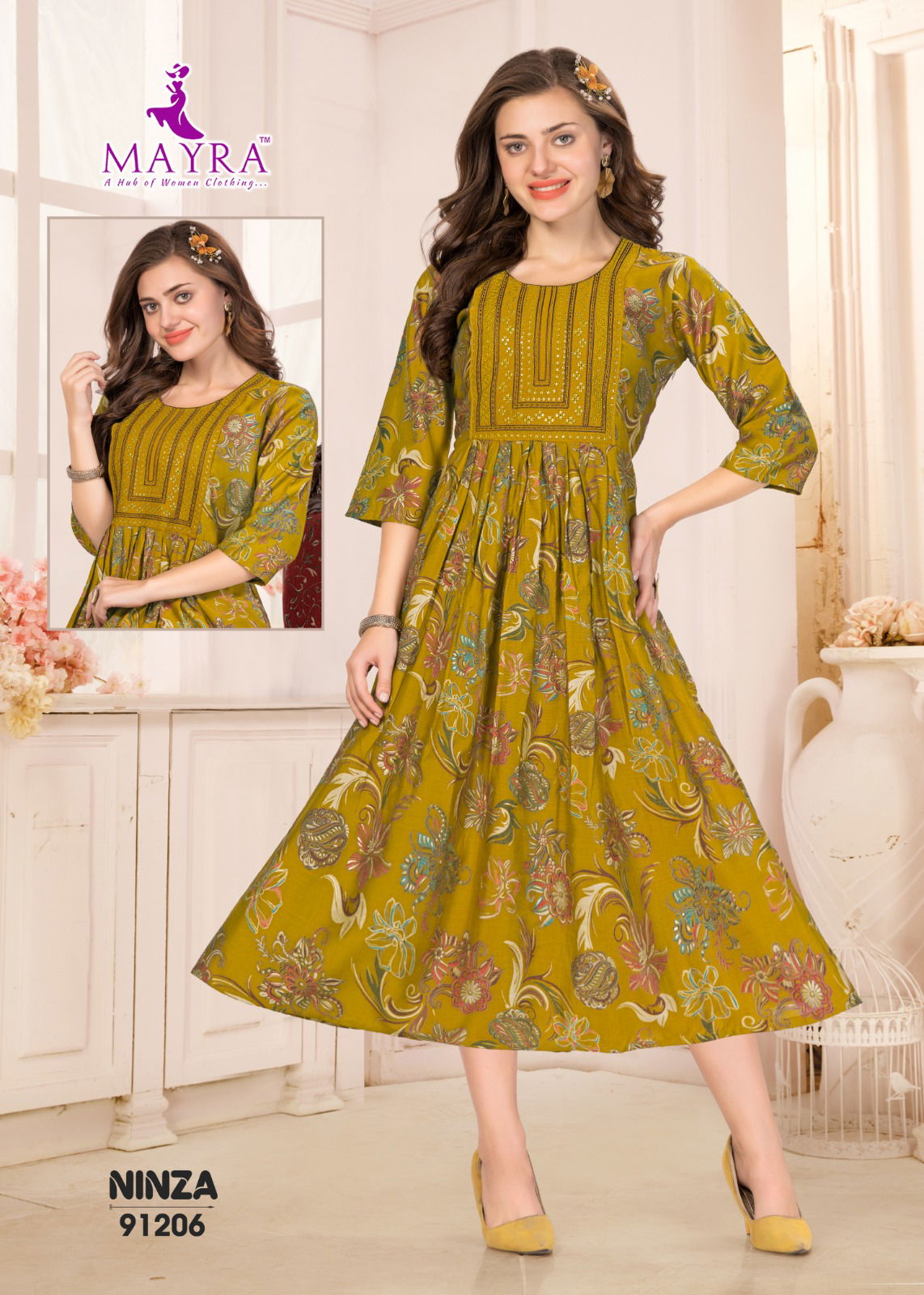 Ninza By Mayra Vertican Modal Printed Anarkali Kurtis Wholesale In Delhi